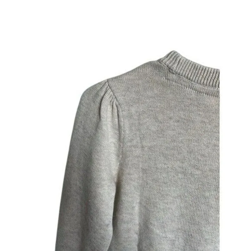 Gap Kids Beige Puff Sleeve Crewneck Sweater M (8) Cotton Blend Casual Girls Top